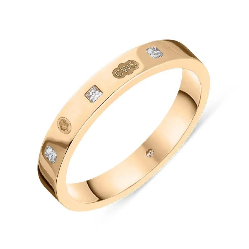 9ct Rose Gold 0.09ct Diamond King's Coronation Hallmark Princess Cut 3mm Ring sold by C.W. Sellors