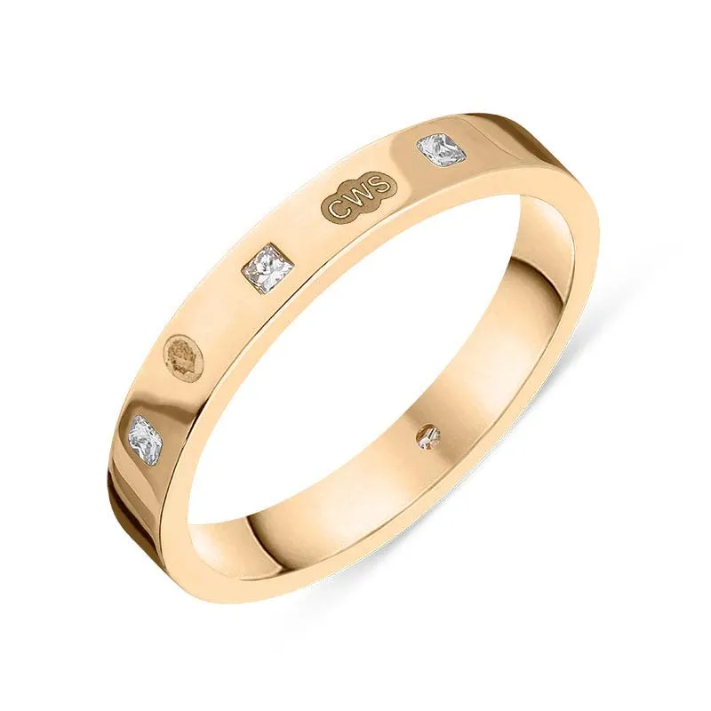 9ct Rose Gold 0.09ct Diamond King's Coronation Hallmark Princess Cut 3mm Ring sold by C.W. Sellors