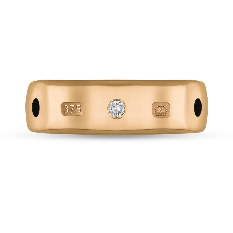 9ct Rose Gold 0.09ct Diamond Whitby Jet King's Coronation Hallmark 6mm Ring sold by C.W. Sellors product image thumbnail 2