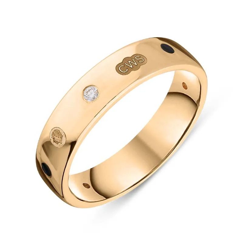 9ct Rose Gold 0.08ct Diamond Whitby Jet King's Coronation Hallmark 5mm Ring sold by C.W. Sellors