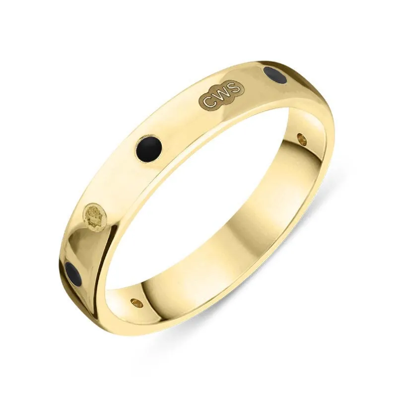18ct Yellow Gold Whitby Jet King's Coronation Hallmark 4mm Ring sold by C.W. Sellors