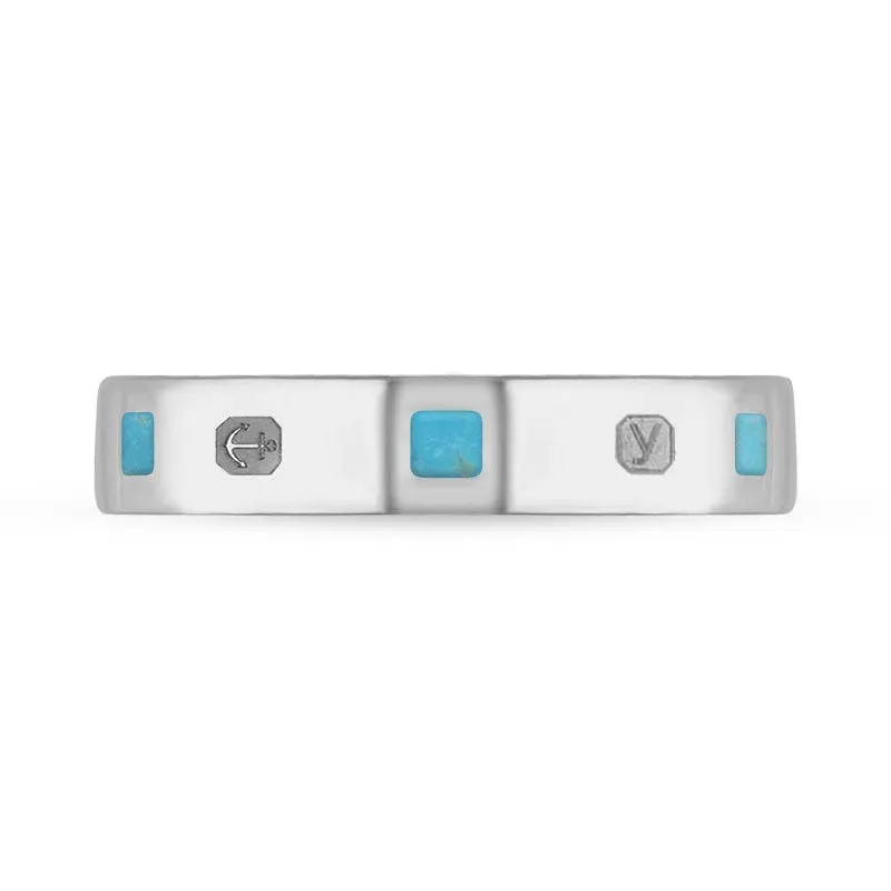 18ct White Gold Turquoise King's Coronation Hallmark Princess Cut 4mm Ring sold by C.W. Sellors product image thumbnail 3