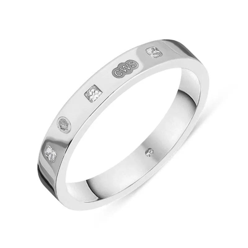 9ct White Gold 0.09ct Diamond King's Coronation Hallmark Princess Cut 3mm Ring sold by C.W. Sellors