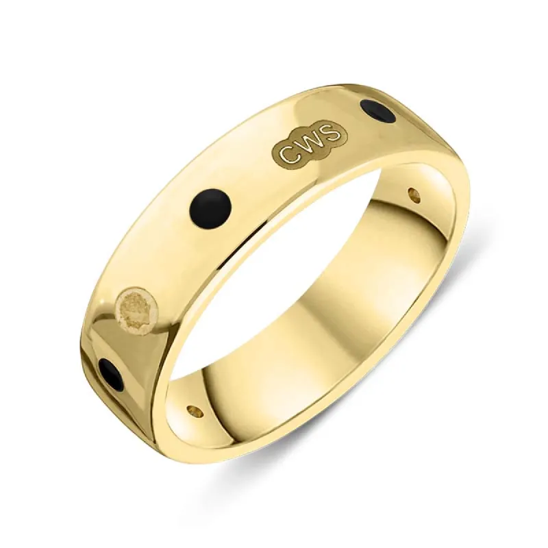 9ct Yellow Gold Whitby Jet King's Coronation Hallmark 6mm Ring sold by C.W. Sellors