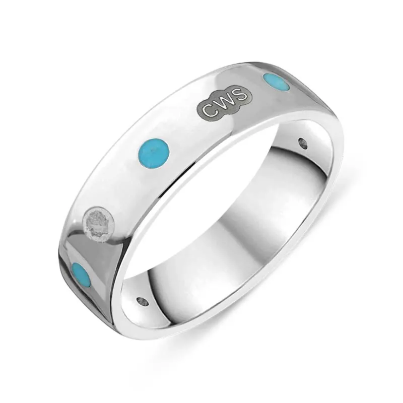 9ct White Gold Turquoise King's Coronation Hallmark 6mm Ring sold by C.W. Sellors