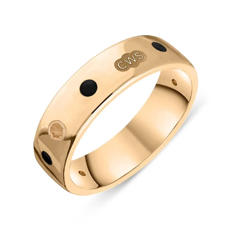 9ct Rose Gold Whitby Jet King's Coronation Hallmark 6mm Ring sold by C.W. Sellors