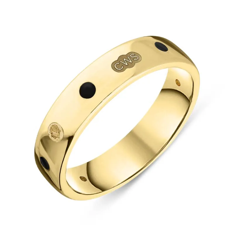 9ct Yellow Gold Whitby Jet King's Coronation Hallmark 5mm Ring sold by C.W. Sellors