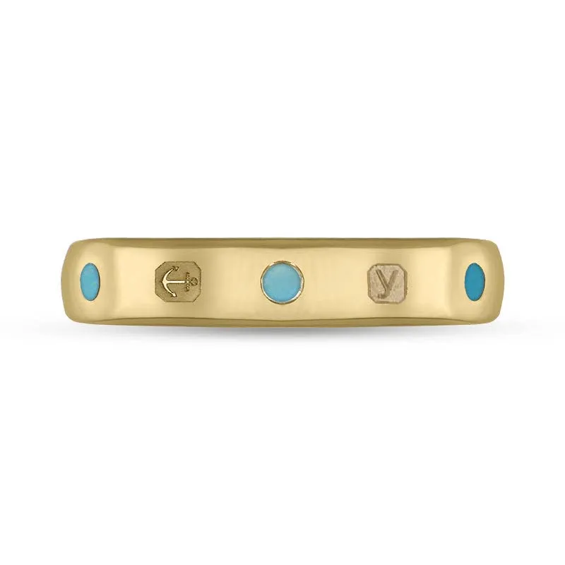 9ct Yellow Gold Turquoise King's Coronation Hallmark 4mm Ring sold by C.W. Sellors product image thumbnail 3