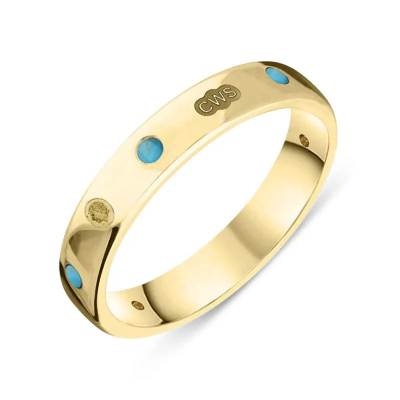 9ct Yellow Gold Turquoise King's Coronation Hallmark 4mm Ring sold by C.W. Sellors