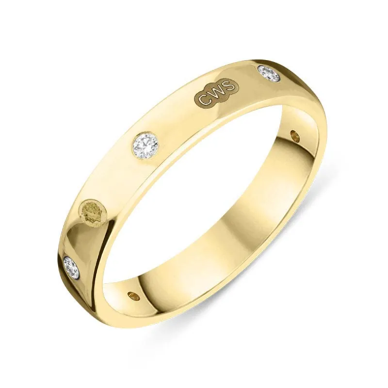 9ct Yellow Gold 0.15ct Diamond King's Coronation Hallmark 4mm Ring sold by C.W. Sellors