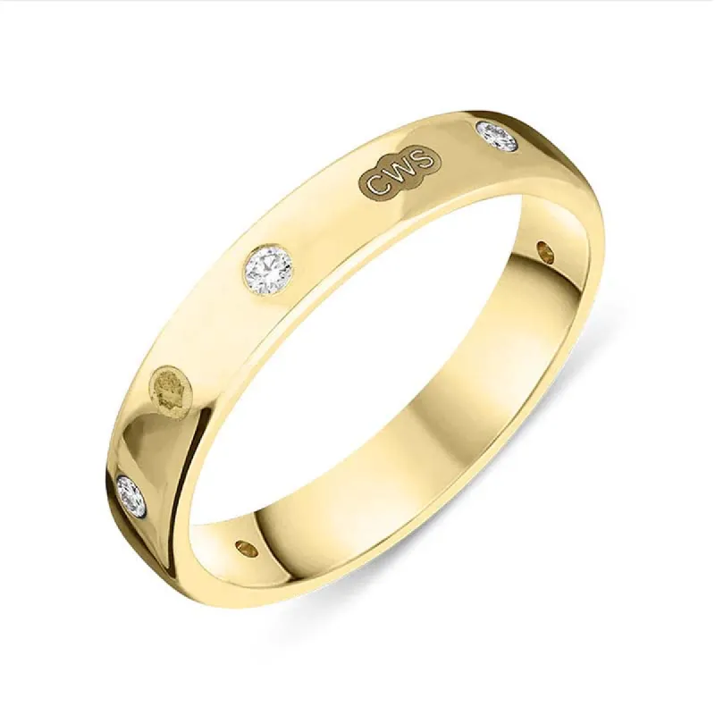 18ct Yellow Gold 0.15ct Diamond King's Coronation Hallmark 4mm Ring sold by C.W. Sellors