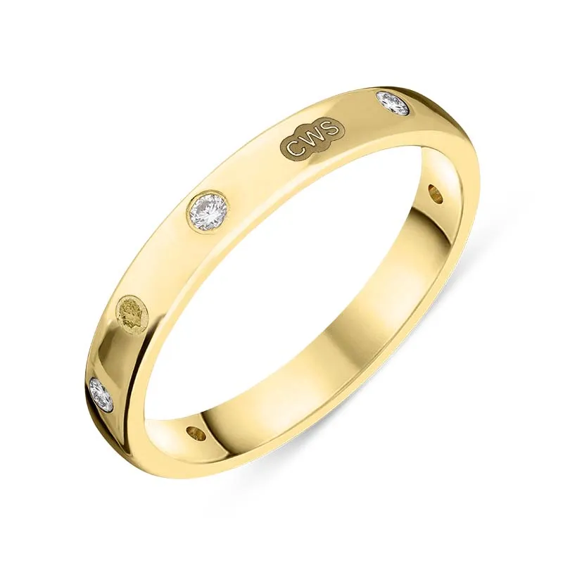 9ct Yellow Gold 0.12ct Diamond King's Coronation Hallmark 3mm Ring sold by C.W. Sellors