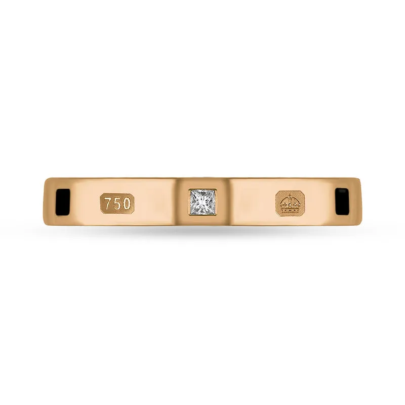 18ct Rose Gold 0.05ct Diamond Whitby Jet King's Coronation Hallmark Princess Cut 3mm Ring sold by C.W. Sellors product image thumbnail 3