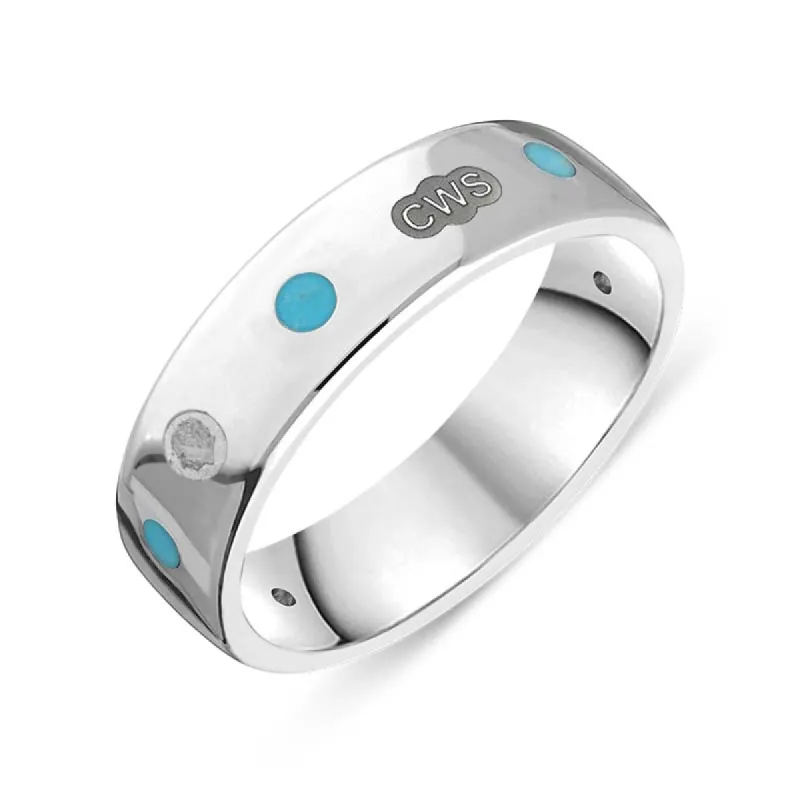 18ct White Gold Turquoise King's Coronation Hallmark 6mm Ring sold by C.W. Sellors