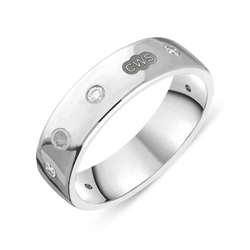 18ct White Gold 0.18ct Diamond King's Coronation Hallmark 6mm Ring sold by C.W. Sellors
