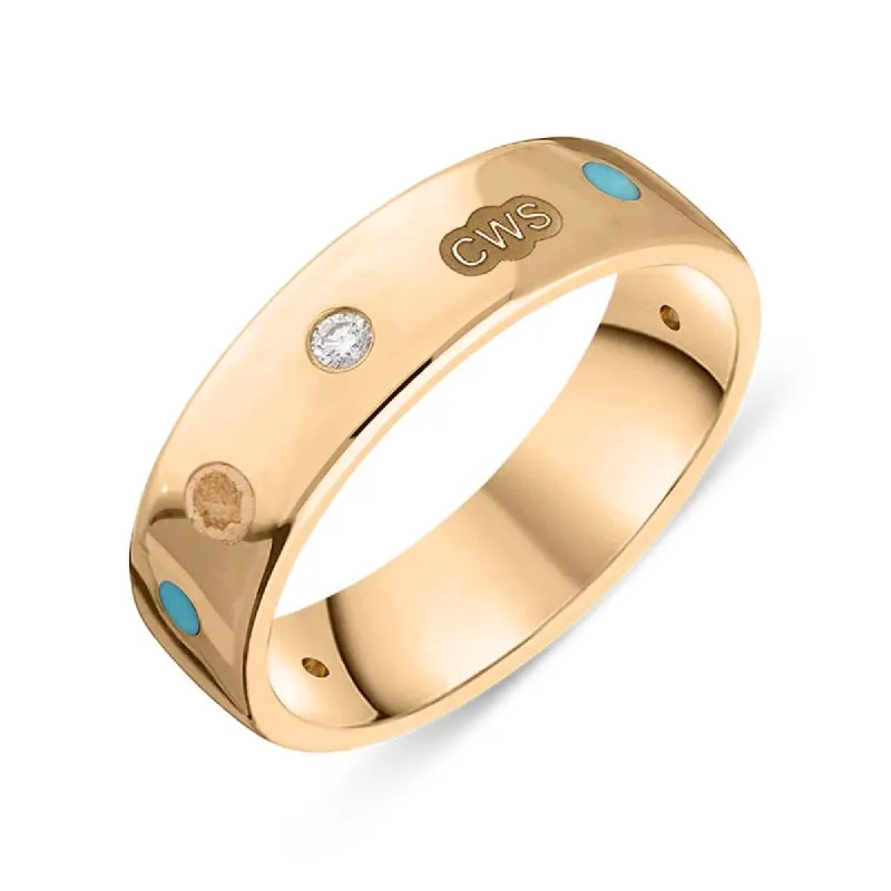 18ct Rose Gold 0.09ct Diamond Turquoise King's Coronation Hallmark 6mm Ring sold by C.W. Sellors