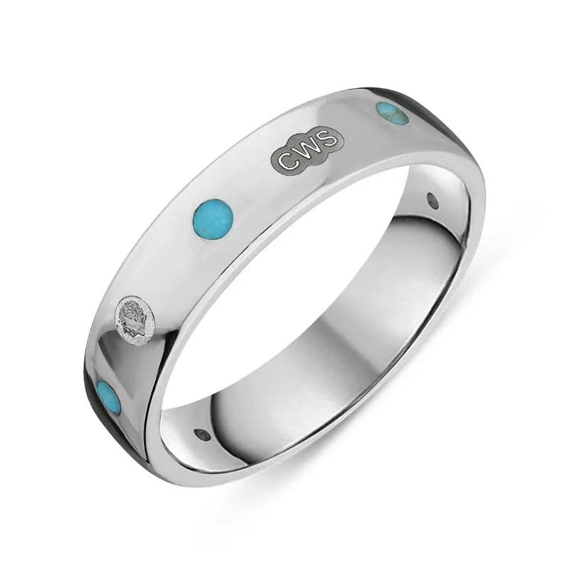 18ct White Gold Turquoise King's Coronation Hallmark 5mm Ring sold by C.W. Sellors