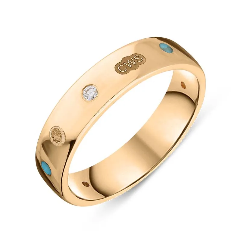 18ct Rose Gold 0.08ct Diamond Turquoise King's Coronation Hallmark 5mm Ring sold by C.W. Sellors