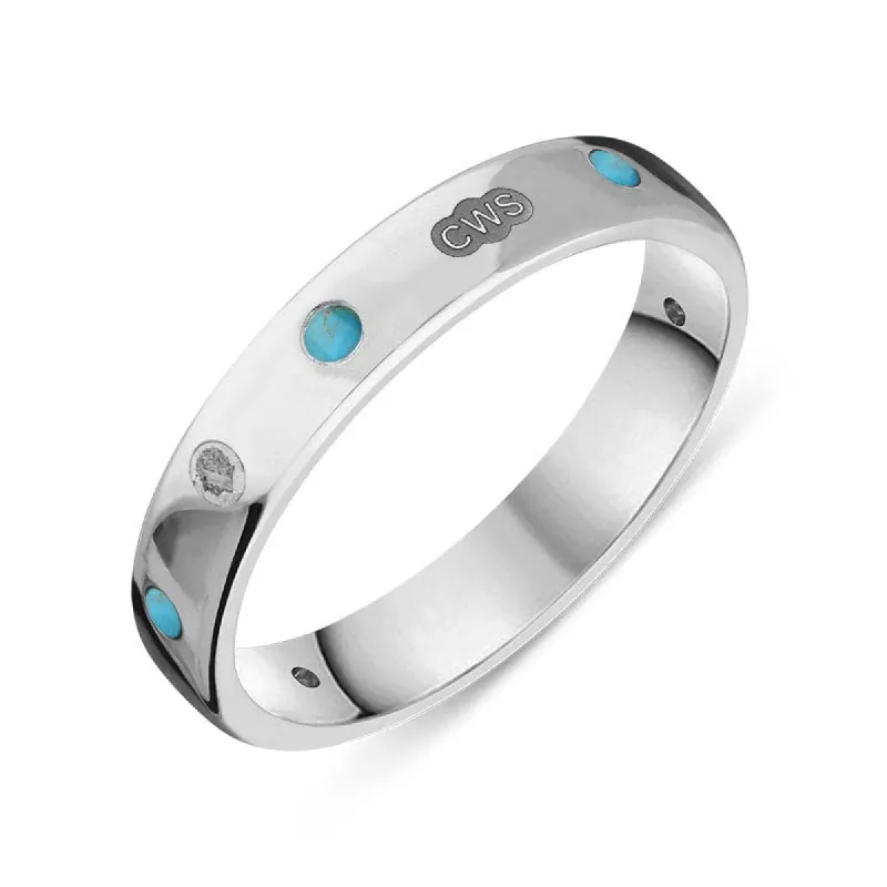 18ct White Gold Turquoise King's Coronation Hallmark 4mm Ring sold by C.W. Sellors