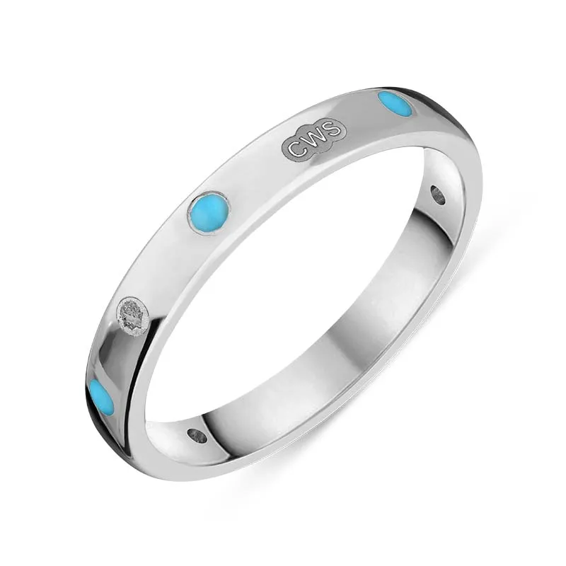 18ct White Gold Turquoise King's Coronation Hallmark 3mm Ring sold by C.W. Sellors