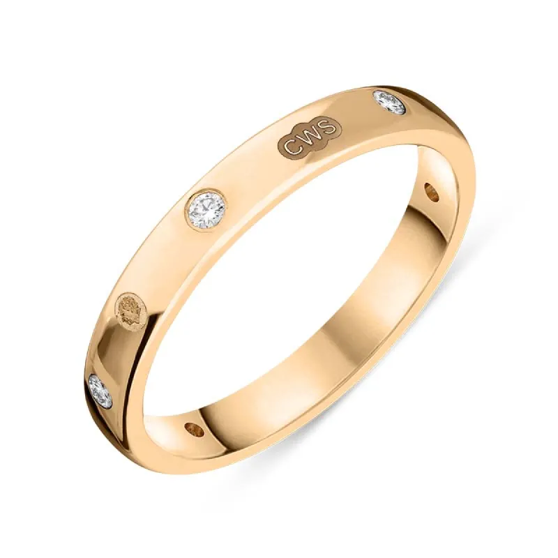 18ct Rose Gold 0.12ct Diamond King's Coronation Hallmark 3mm Ring sold by C.W. Sellors