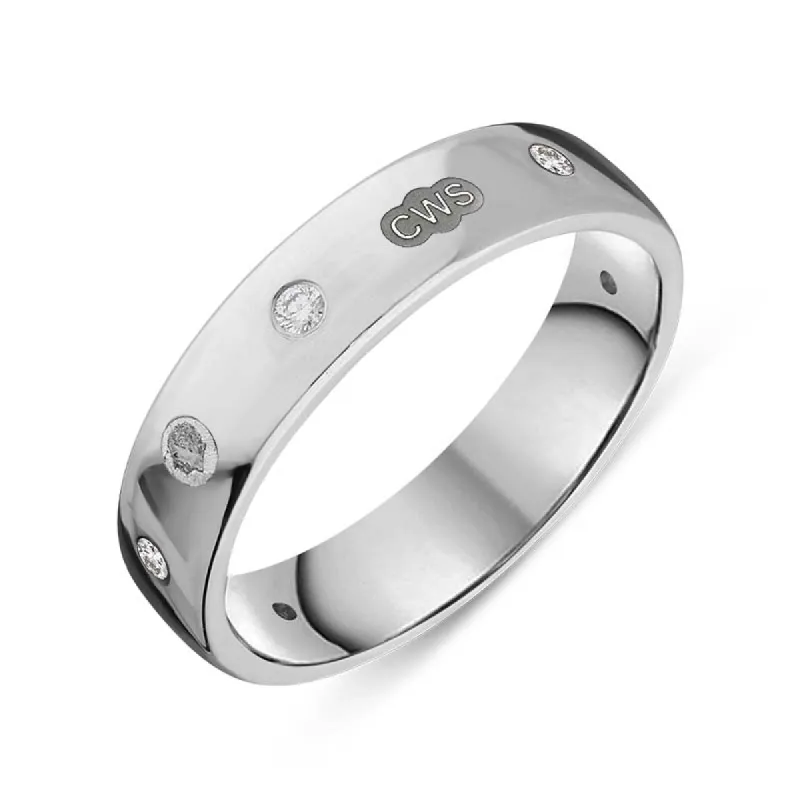 Sterling Silver 0.15ct Diamond King's Coronation Hallmark 5mm Ring sold by C.W. Sellors