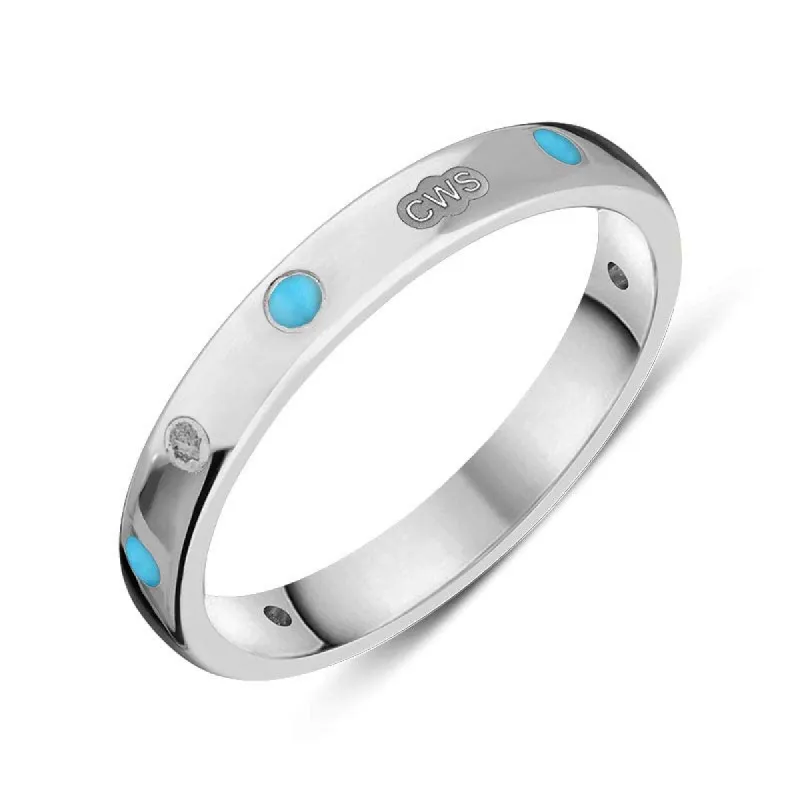 Sterling Silver Turquoise King's Coronation Hallmark 3mm Ring sold by C.W. Sellors