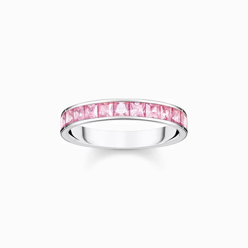 Thomas Sabo Sterling Silver Pave Pink Stones Ring sold by C.W. Sellors