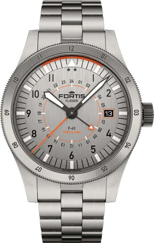 Fortis Flieger F-43 Triple-GMT Titanium Watch sold by C.W. Sellors