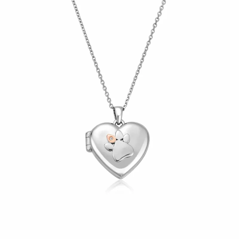 Clogau Paw Print Heart Sterling Silver Locket sold by C.W. Sellors