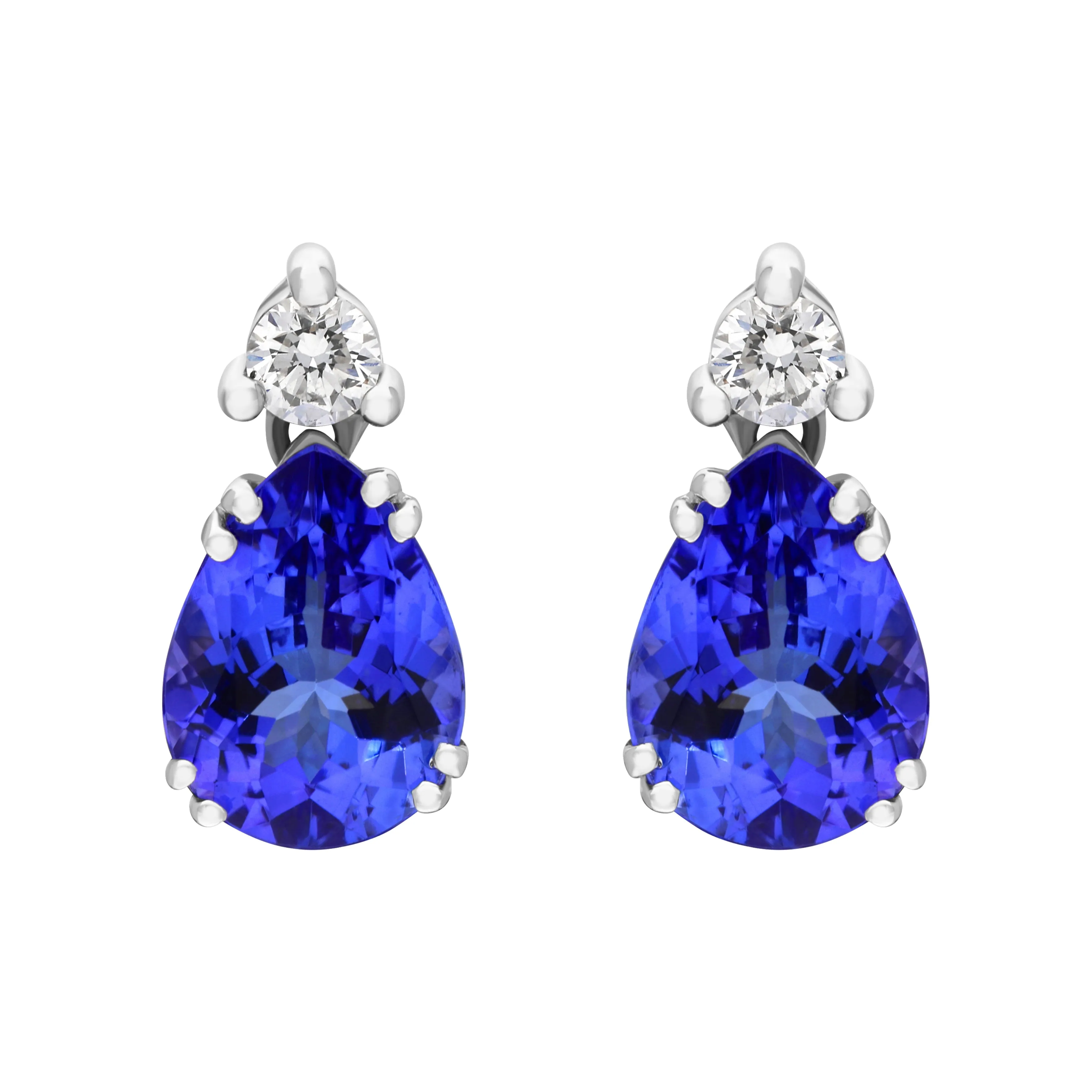 Tivon 18ct White Gold Tanzanite Diamond Pear Cut Stud Earrings sold by C.W. Sellors