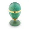Faberge 18ct Yellow Gold Green Enamel Limited Edition Egg Objet with Twin Flower Surprise sold by C.W. Sellors