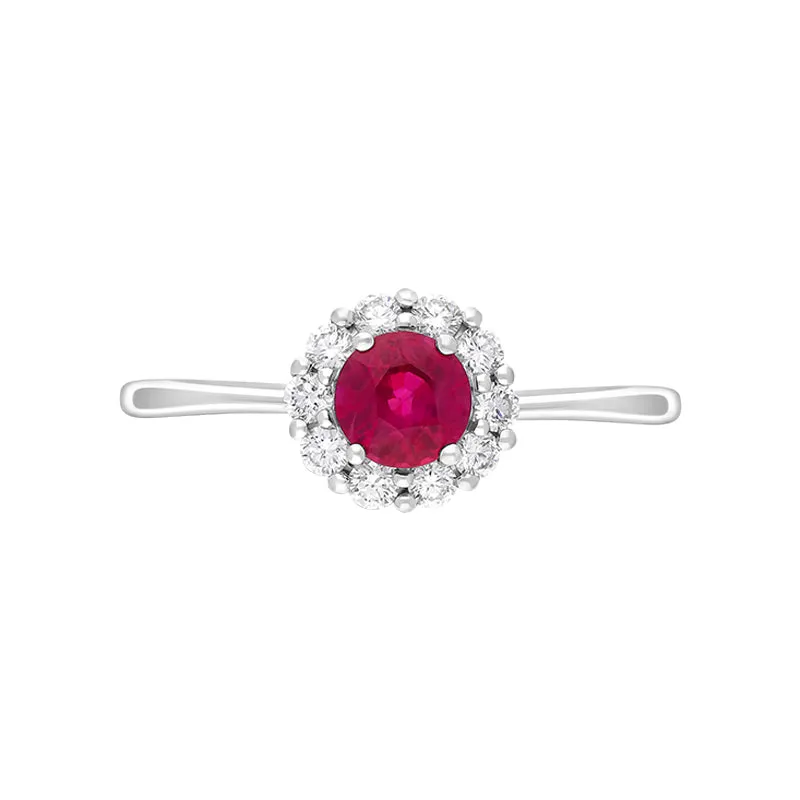 18ct White Gold Ruby Diamond Round Cluster Ring sold by C.W. Sellors product image thumbnail 2