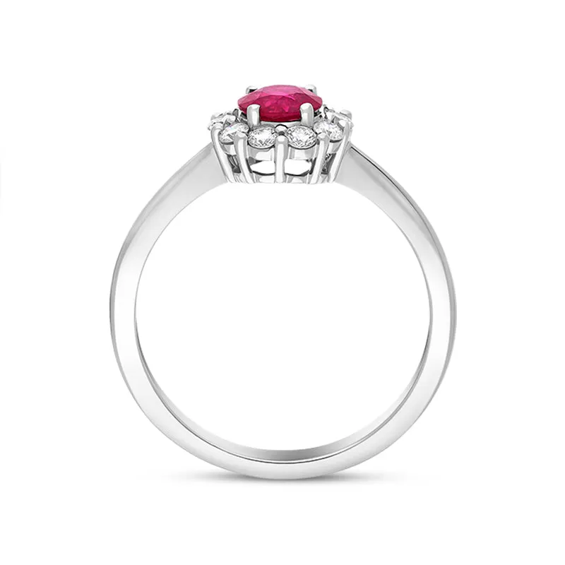 18ct White Gold Ruby Diamond Round Cluster Ring sold by C.W. Sellors product image thumbnail 3