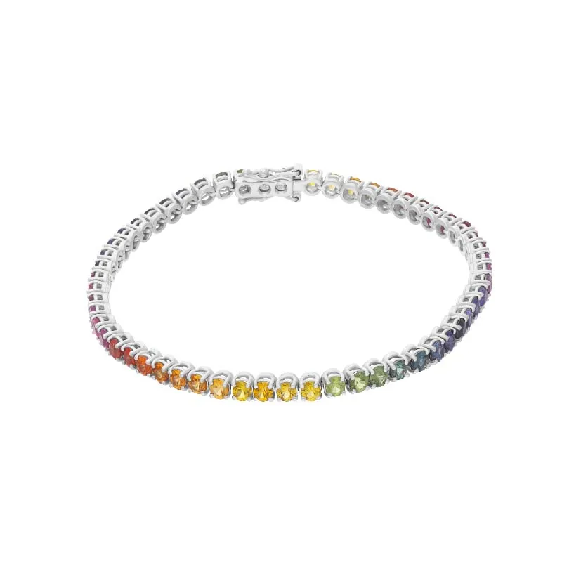 18ct White Gold 6.98ct Rainbow Sapphire Tennis Bracelet sold by C.W. Sellors product image thumbnail 2