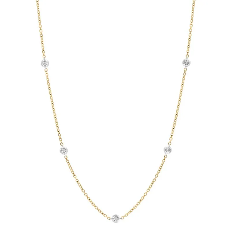 18ct Yellow and White Gold 0.48ct Diamond Chain Link Necklace sold by C.W. Sellors