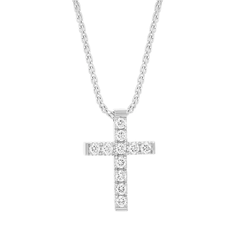 18ct White Gold 0.17ct Diamond Cross Necklace sold by C.W. Sellors