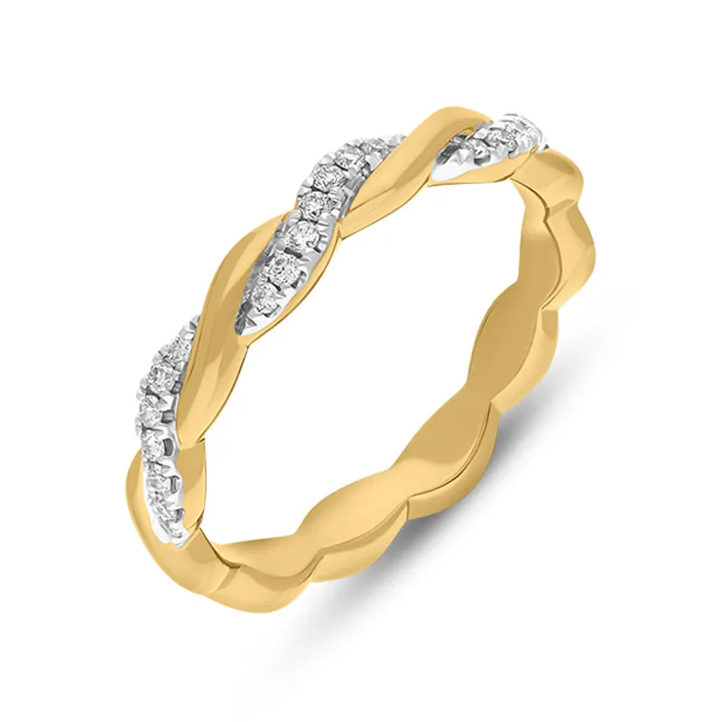 18ct Yellow Gold Diamond Twisted Band Ring sold by C.W. Sellors