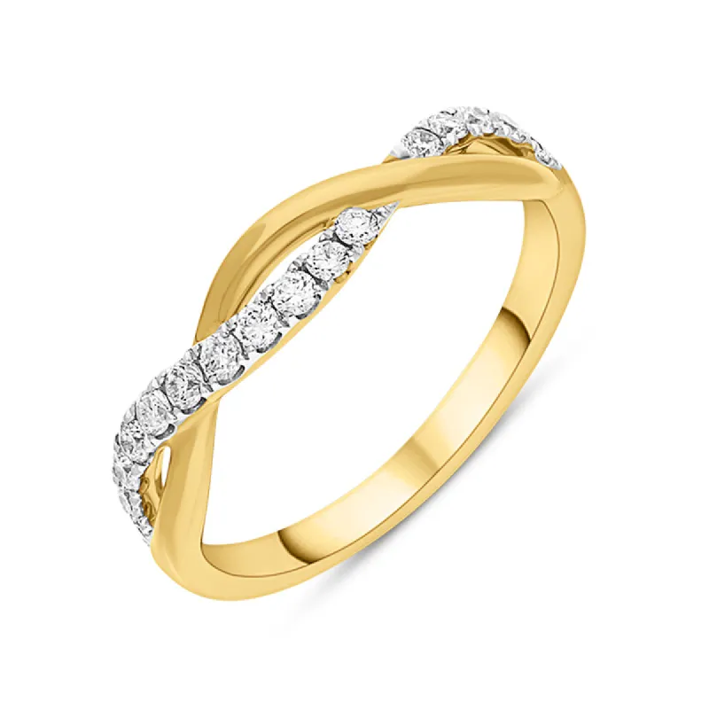 18ct Yellow Gold Diamond Twisted Band Ring sold by C.W. Sellors