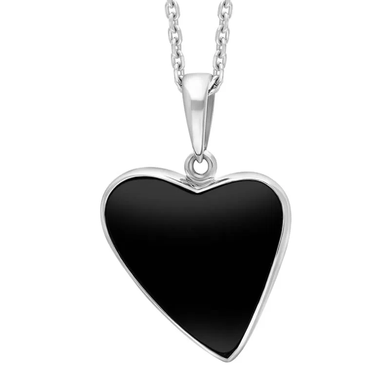Sterling Silver Whitby Jet Abstract Heart Necklace sold by C.W. Sellors
