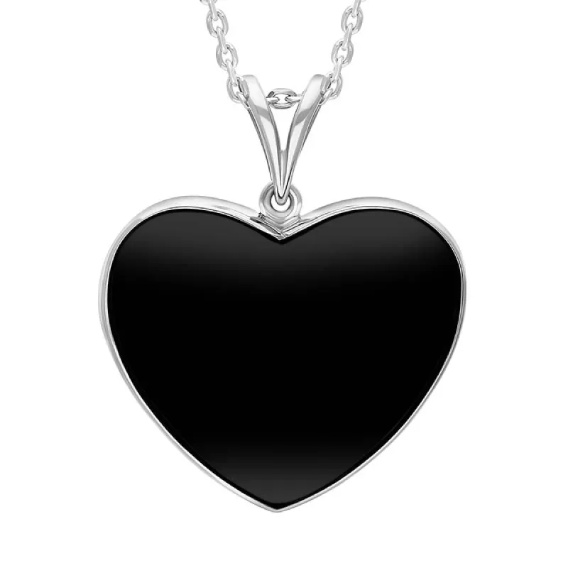 Sterling Silver Whitby Jet Split Bale Heart Necklace sold by C.W. Sellors