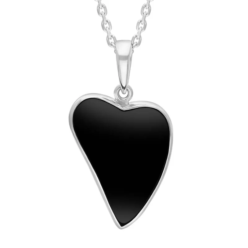 Sterling Silver Whitby Jet Abstract Heart Necklace sold by C.W. Sellors