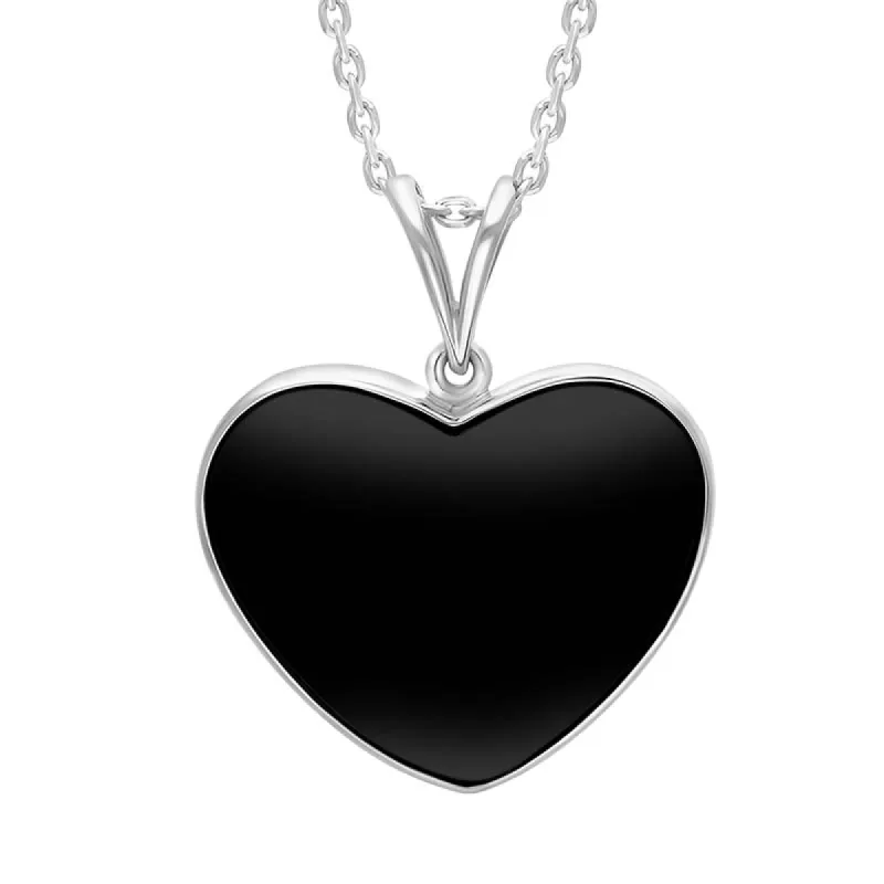 Sterling Silver Whitby Jet Split Bale Heart Necklace sold by C.W. Sellors