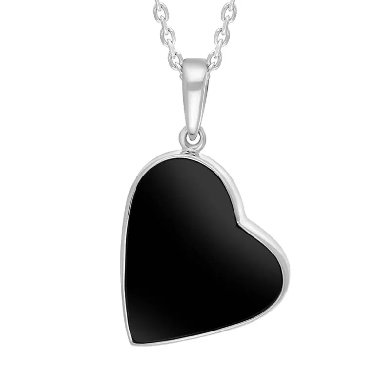 Sterling Silver Whitby Jet Tilted Heart Necklace sold by C.W. Sellors