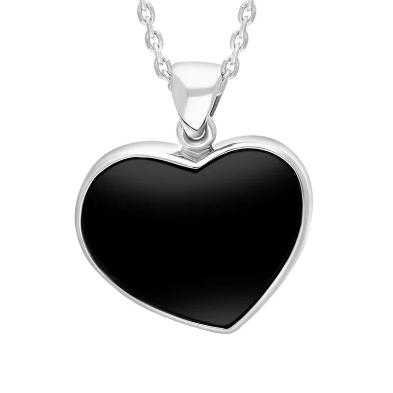 Sterling Silver Whitby Jet Heart Necklace sold by C.W. Sellors