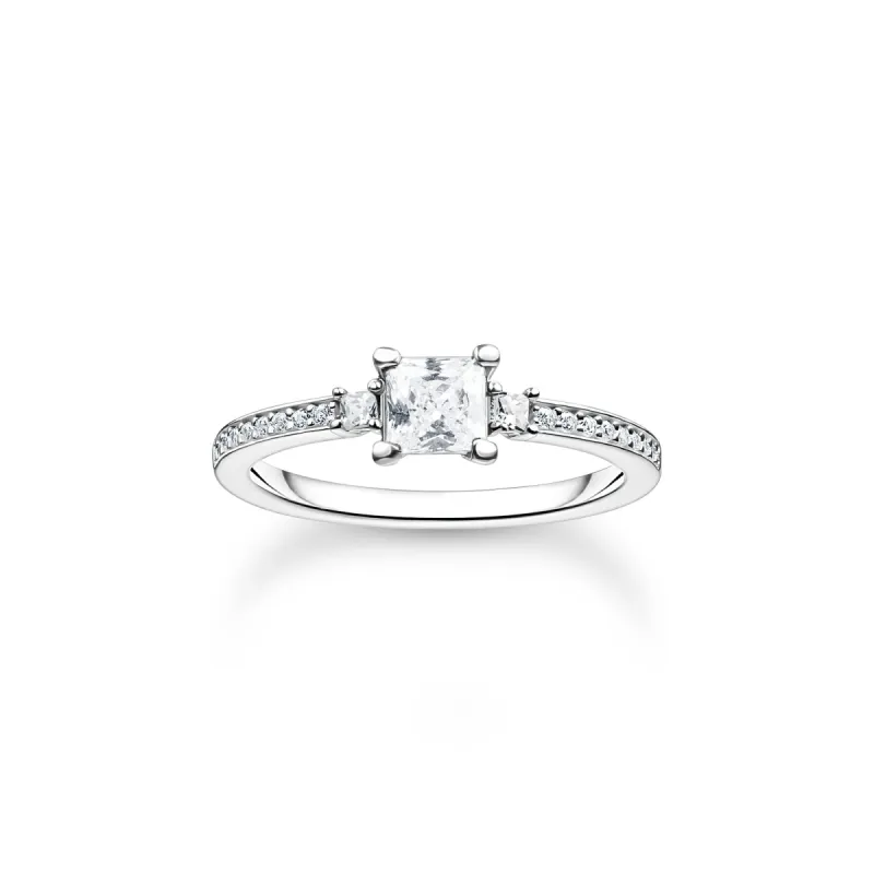 Thomas Sabo Sterling Silver Pave White Stone Ring sold by C.W. Sellors