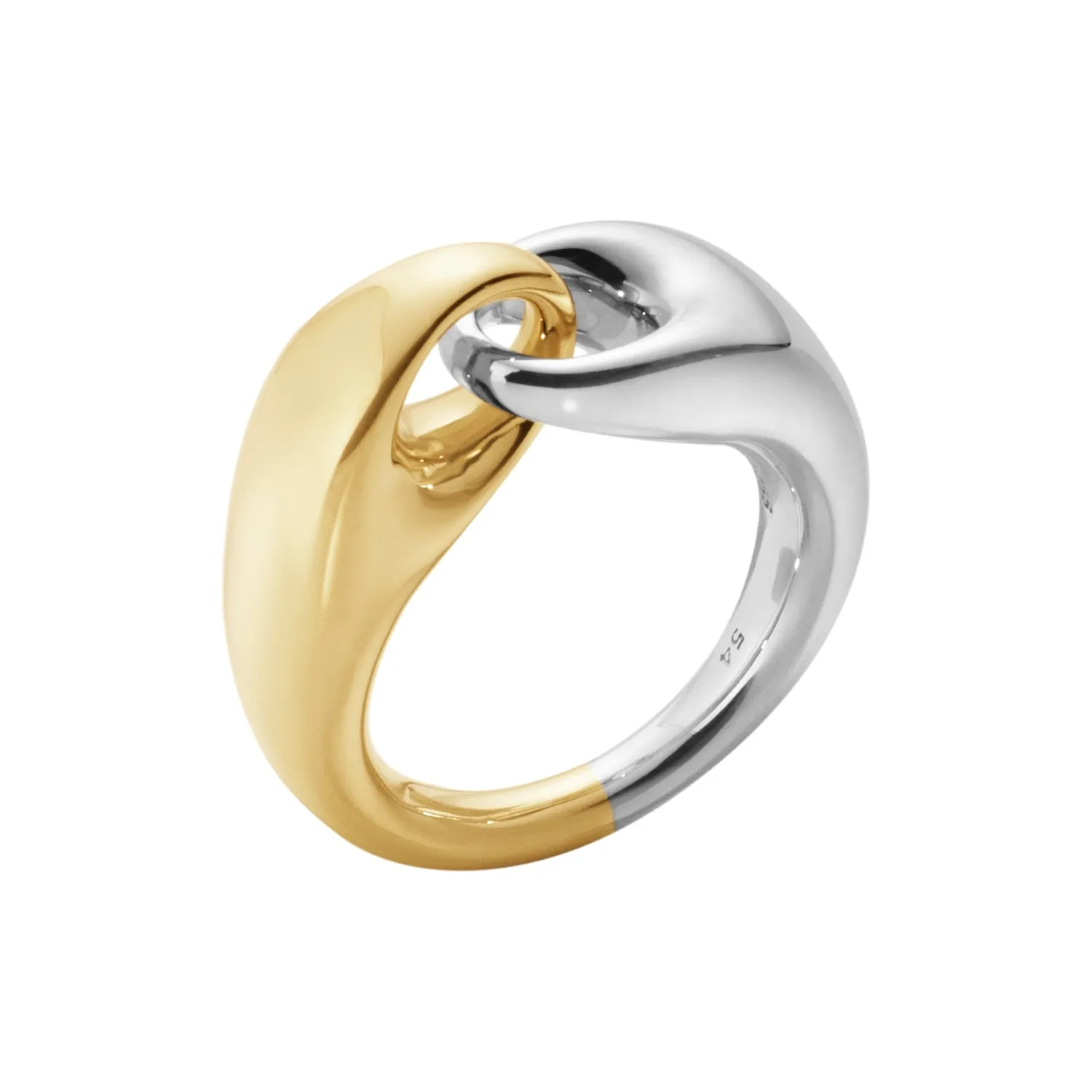 Georg Jensen Reflect 18ct Yellow Gold Sterling Silver Large Link Ring sold by C.W. Sellors