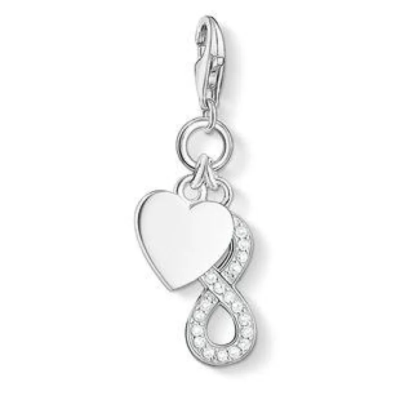 Thomas Sabo Charm Club Sterling Silver Zirconia Infinity and Heart Charm sold by C.W. Sellors