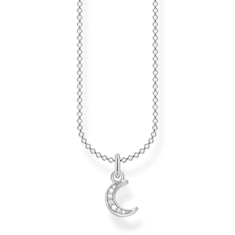 Thomas Sabo Charm Club Sterling Silver Pave Moon Necklace sold by C.W. Sellors