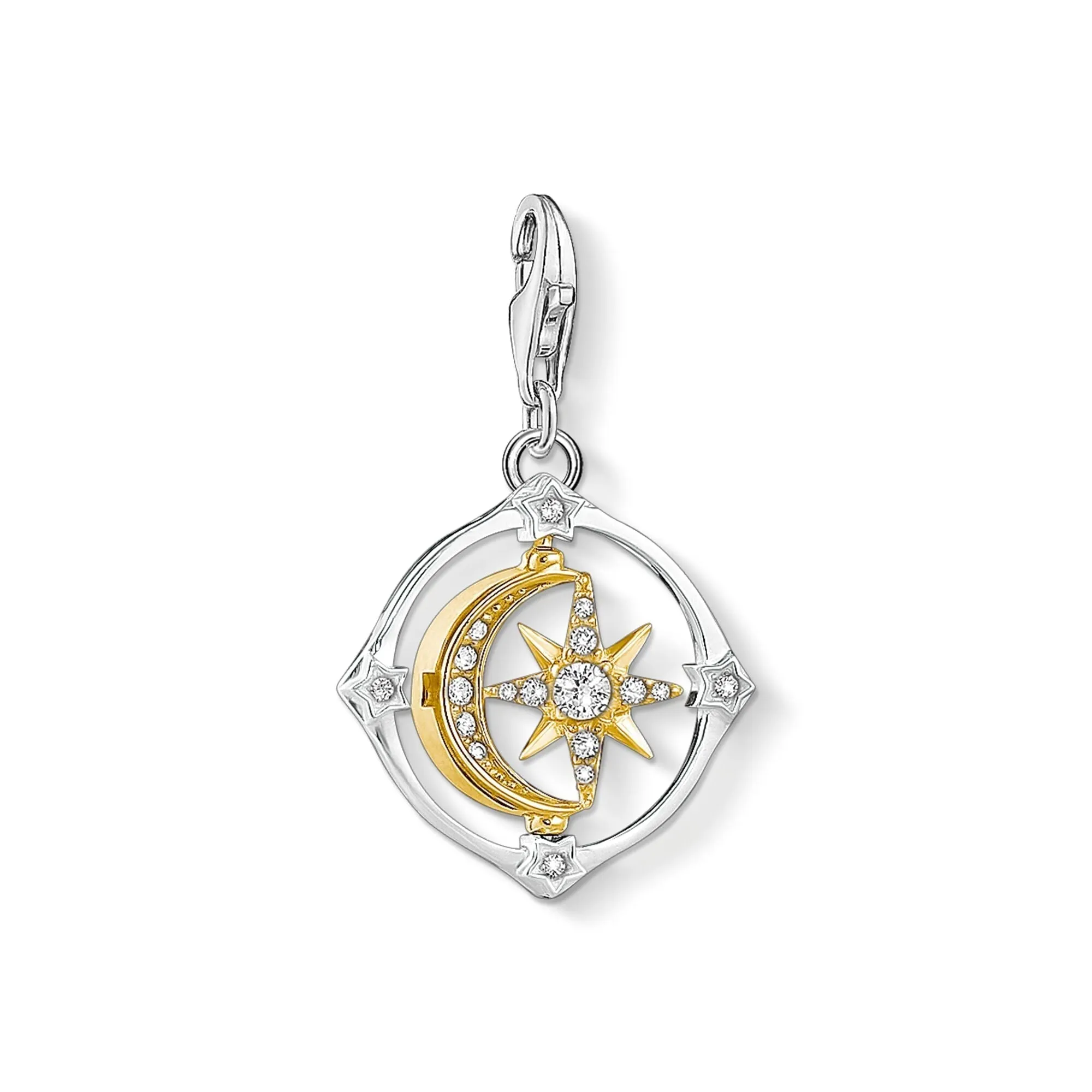 Thomas Sabo Charm Club Silver Yellow Gold Moveable Moon and Star Charm Pendant sold by C.W. Sellors